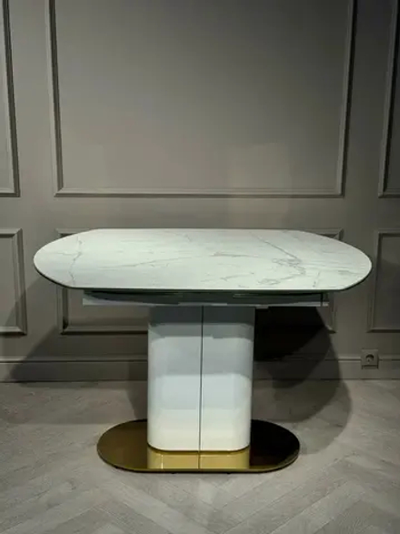 Стол обеденный Ist Casa раскладной Атриум-2, 120(30+30)х90х77 см, белая керамика