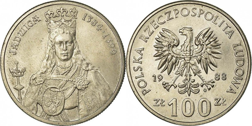 Польша 100 злотых, 1988 Королева Ядвига XF