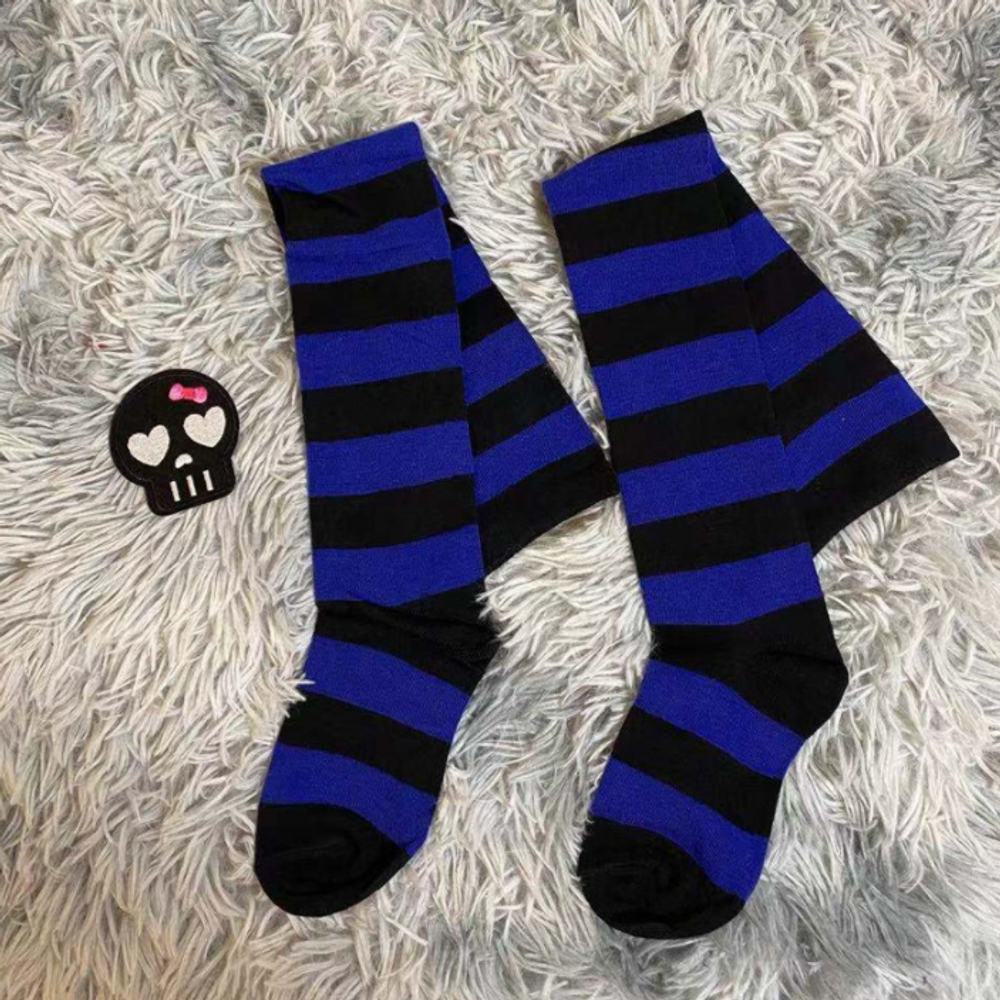 Чулки синие полосатые