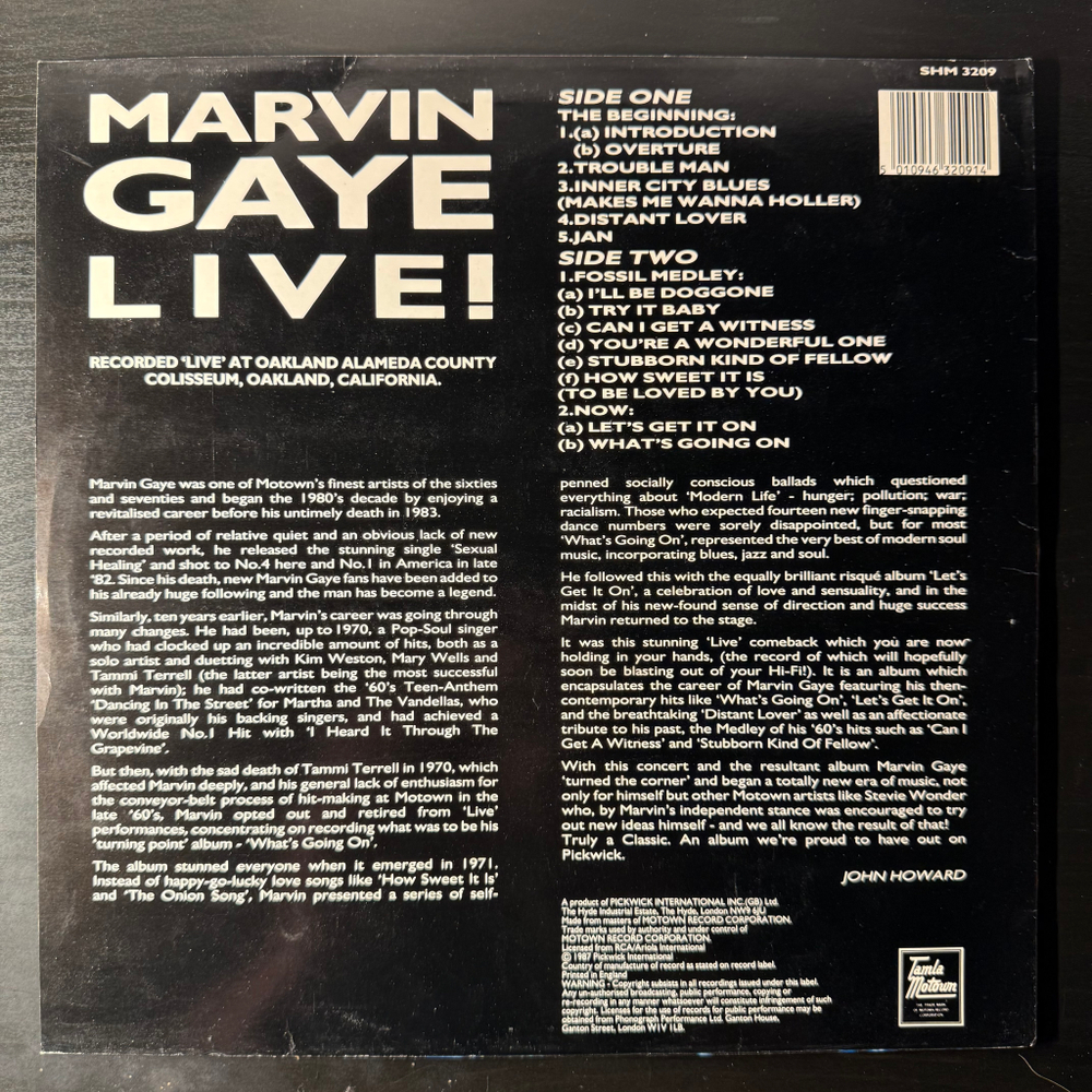 Marvin Gaye ‎– Marvin Gaye Live (Англия 1987г.)