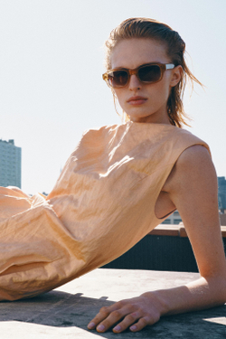 ZARA ПЛАТЬЕ МИДИ С ЭФФЕКТОМ ЖАТКИ — ZW COLLECTION, СВЕТЛО-ЛОСОСЕВЫЙ