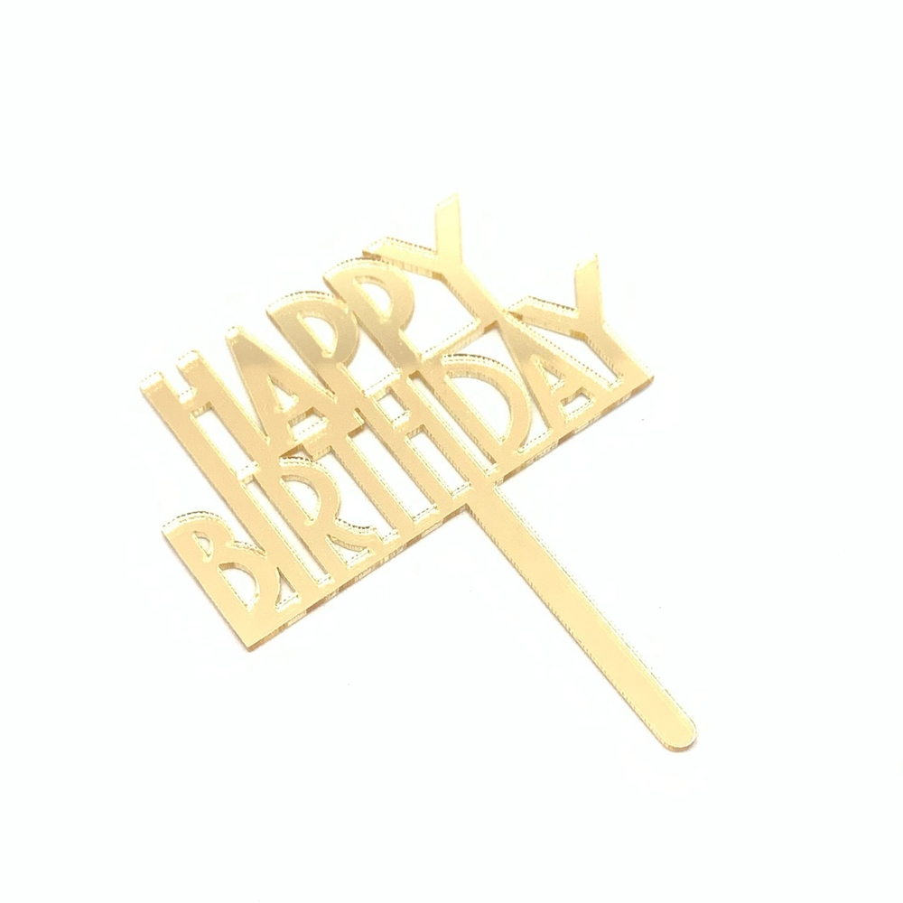 Мини-топпер "Happy birthday" золото