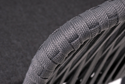 "Бордо" стул плетеный из роупа, каркас алюминий темно-серый (RAL7024) муар, роуп серый 15мм, ткань темно-серая 027