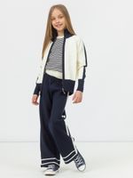 Кардиган на молнии для девочки в школу AT1069 молочный