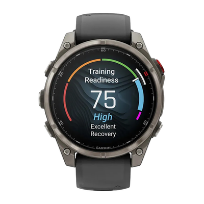 Cпортивные часы Garmin fenix 8 Pro, 47 мм, AMOLED, титан с DLC, сапфир, каштановый кожаный ремешок, силиконовый ремешок цвета «графитовый/чёрный» Тёмно-серый безель из титана с DLC-покрытием, AMOLED-дисплей. Кожаный ремешок и силиконовый ремешок с классич