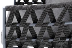 "Диего" кресло плетеное из роупа, каркас алюминий темно-серый (RAL7024) муар, роуп темно-серый круглый, ткань темно-серая 027