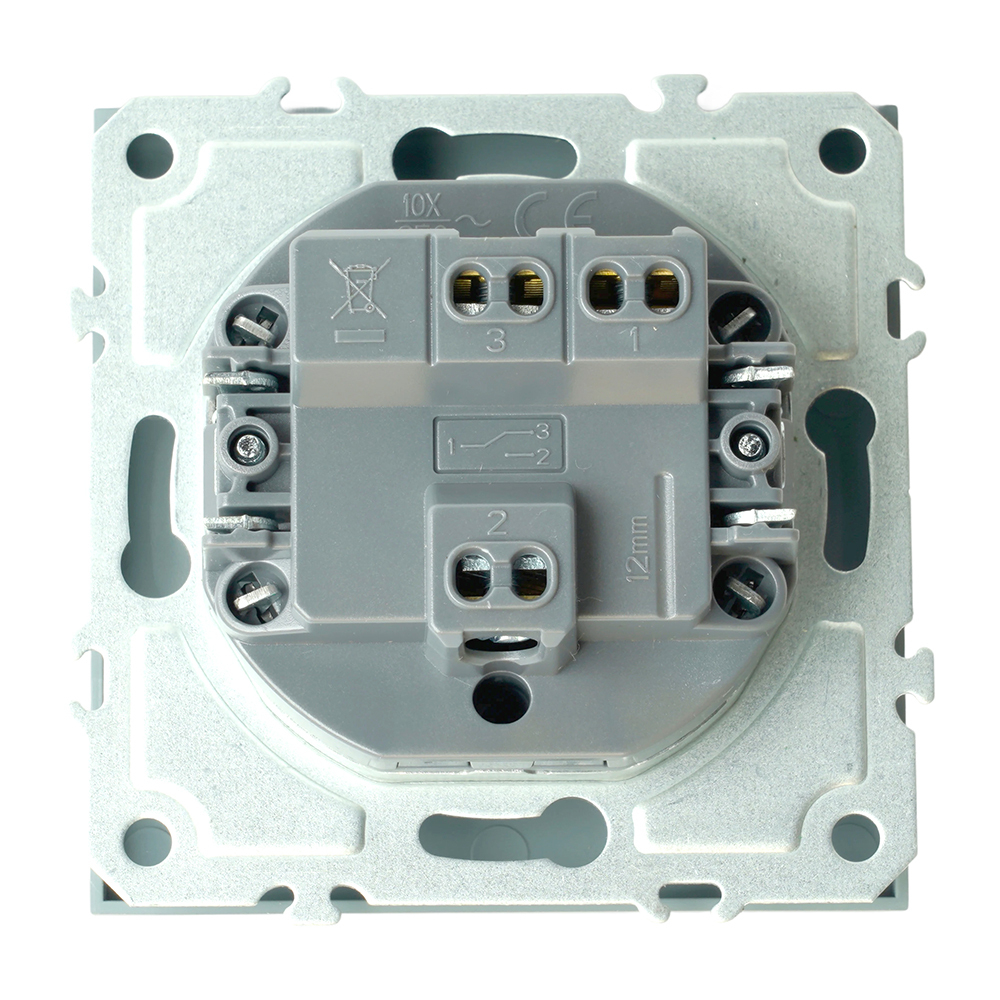 Переключатель 1-клавишный (механизм), STEKKER, 250В, 10A, серия Эмили, RSW10-5105-10, платиново-серый, soft touch 49945