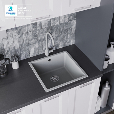 Мойка TOLERO R-128 серый металлик №001, смеситель SKS5 серый