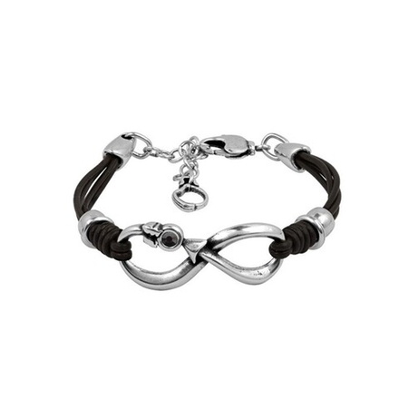 Браслет Ciclon из кожи и металла с серебряным покрытием Eterno Grey C213102-10-0