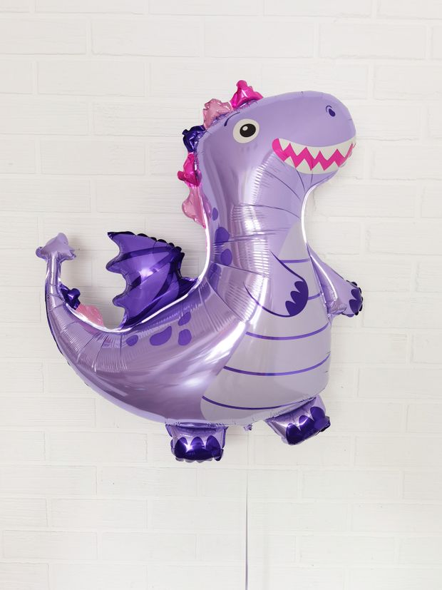F Шар фигура "Дракон Динозавр фиолетовый" 36"/92 см (БГ-35)