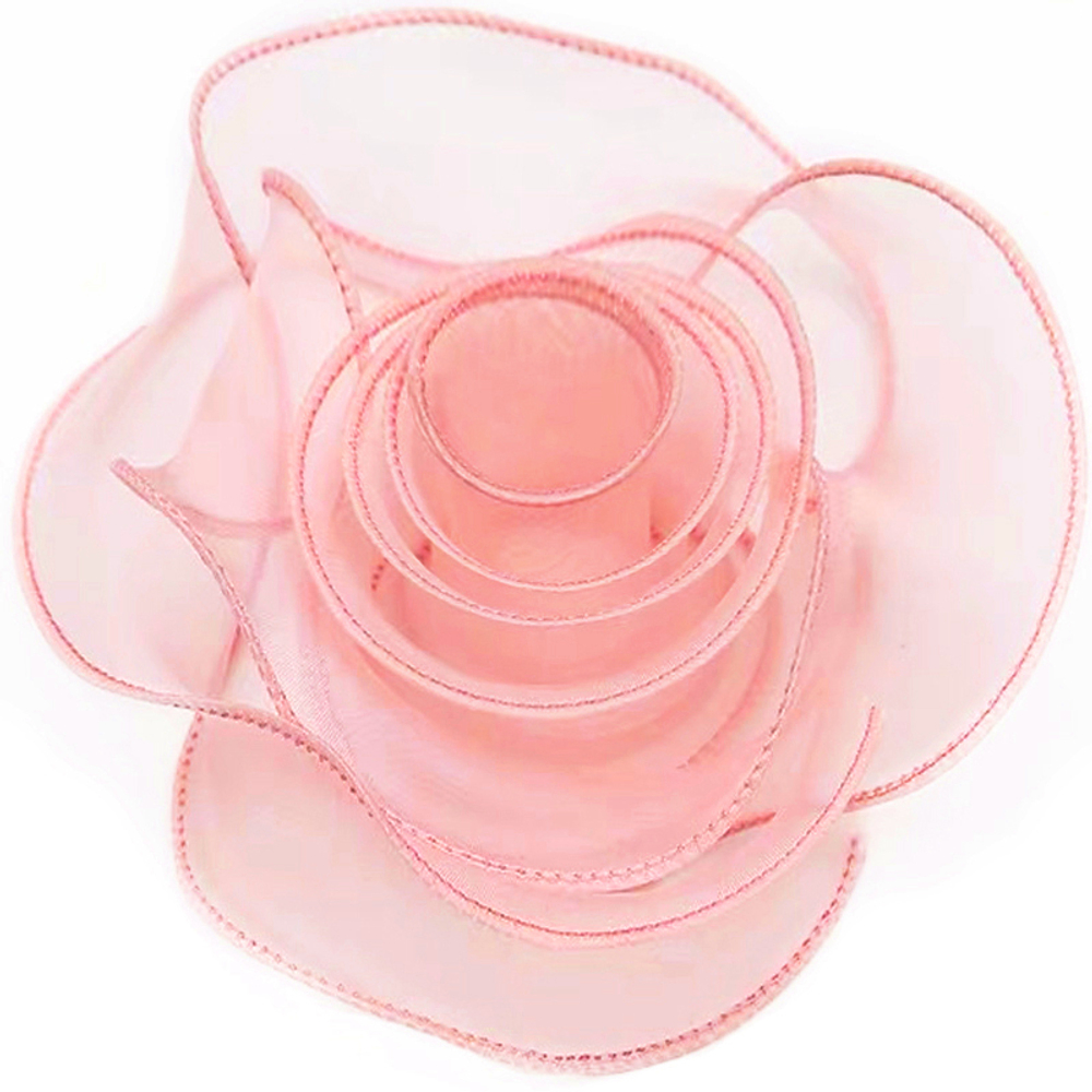 Лента декоративная (4 см*9,14 м) Органза с леской Нежно-розовый