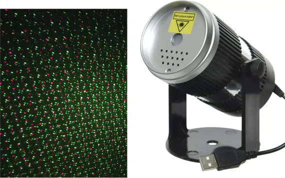 Проектор комнатный Занавес 10*9*15 см., зеленое и красное свечение, батарейки, дальность 8 м., Kaemingk (482226)