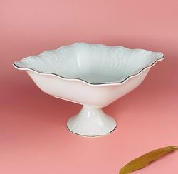 Lenardi 102-148 Квадратная фруктовница 18см на ножке АГАТА в под.уп.(х12)Фарфор