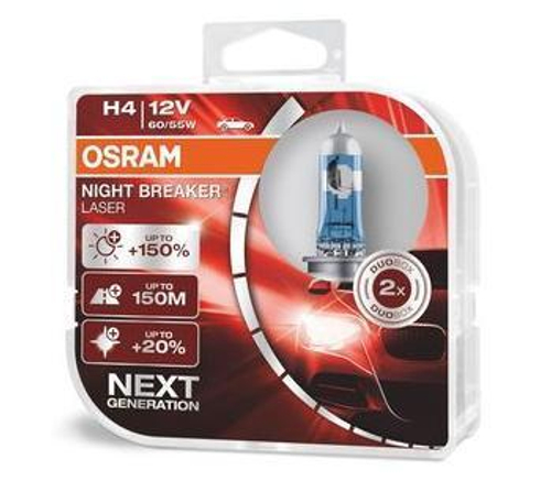 Лампа 12 В H4 60/55 Вт Р43 +150% Night Breaker Laser галогенная блистер Osram