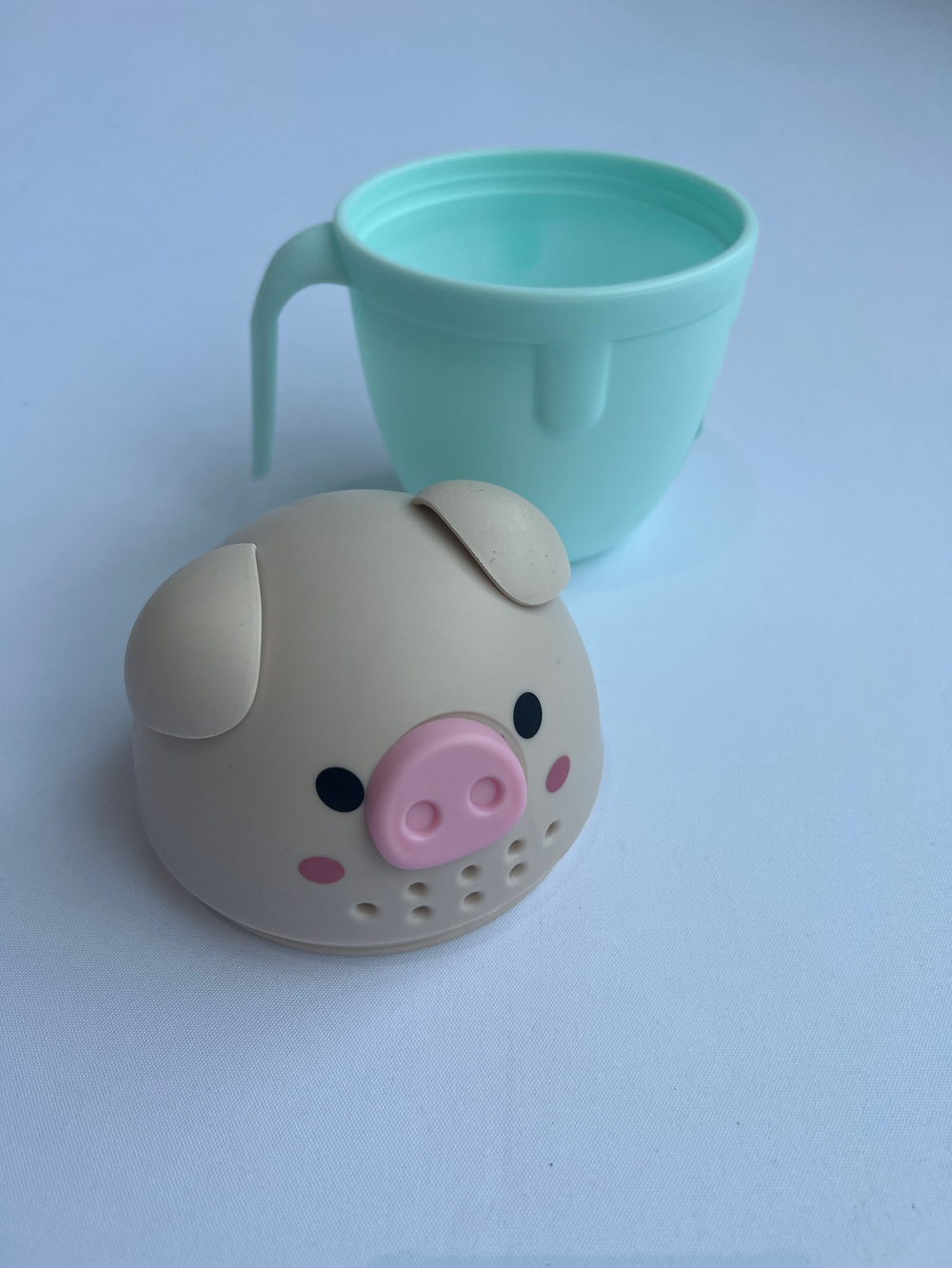 Ковш для купания и мытья головы, детский банный ковшик, хозяйственный «Хрюшка», цвет голубой