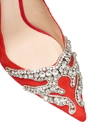 Женские туфли замшевые красные с аппликацией