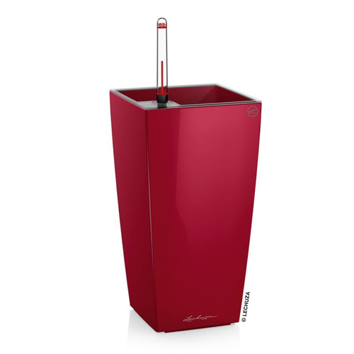 Кашпо Lechuza "Maxi Cubi Complete scarlet red high gloss" (пластик), 15xH19 см