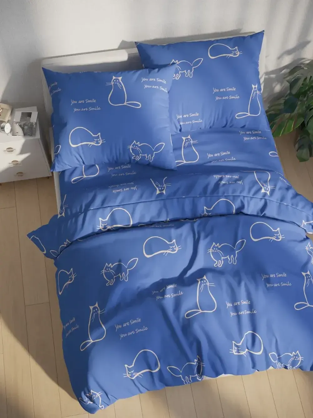 Ткань для пошива "Котики на сиреневом" Сказка перкаль, длина 4 м., ширина 2,2 м.