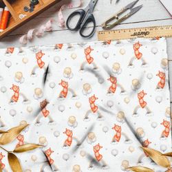 Ткань барби лисята на радуге с шарами