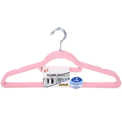 Плечики нескользящие с бархатным покрытием 5шт «ИДЕЯДОМА», цвет пудровый, 44*22см (Селфи)