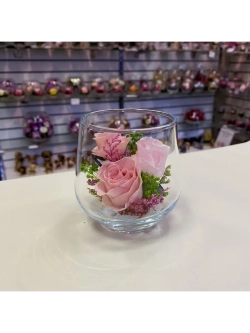 натуральные кустовые розы в стекле, вакуум*