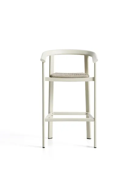 Уличный барный стул Erice из алюминия и веревки цвета экрю, 75 см