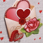 Пакет подарочный «Роза и сердце» 18х23 см, микс