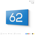 Табличка с номером 62 на дверь квартиры, для офиса, кабинета, аудитории, склада, голубая 120х70 мм, Айдентика Технолоджи