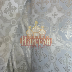 Парча "Гуслица" белая с серебром