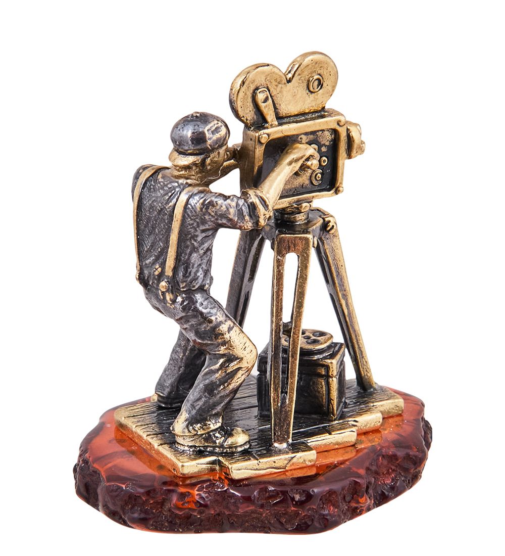 AM-3888 Фигурка «Киномеханик» (латунь, янтарь)