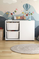 Стеллаж SILA с 2 выдвижными ящиками - белый