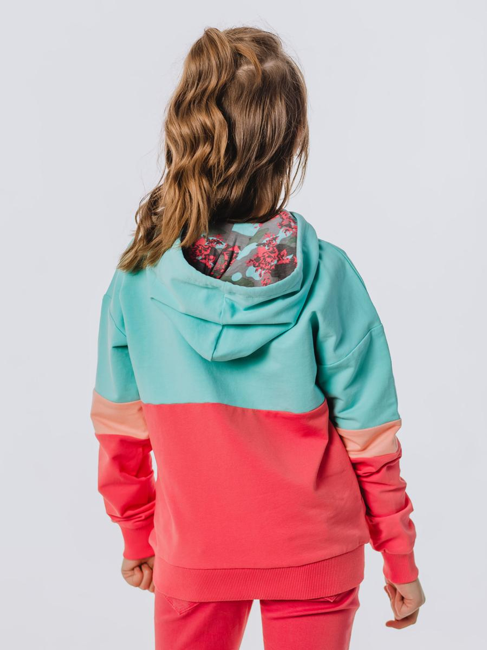 Толстовка (пуловер) для девочки 00730_BAT коралловый/мятный р.98