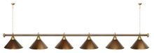 Лампа STARTBILLIARDS 6 пл. (плафоны антик медь,штанга зеленая,фурнитура золото)
