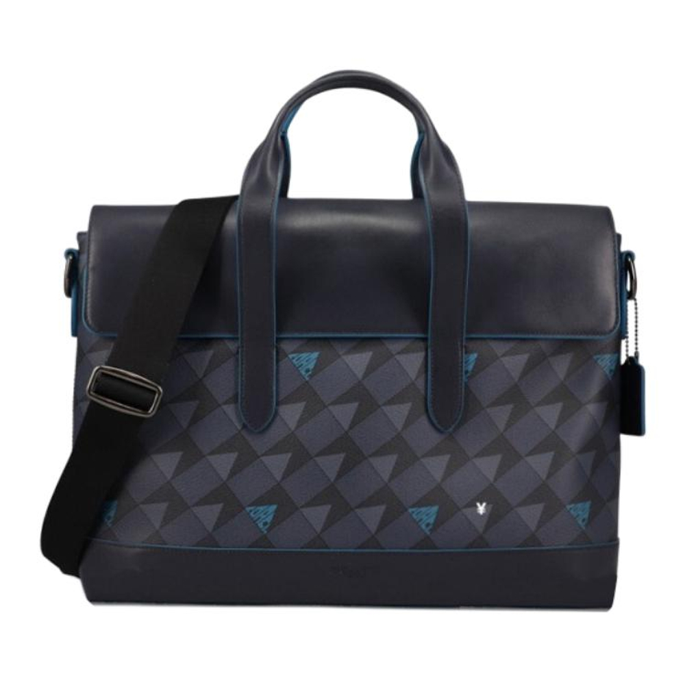 COACH Hamilton PVC With Cow Leather Briefcase, One Shoulder Handbag Large Men"s Blue