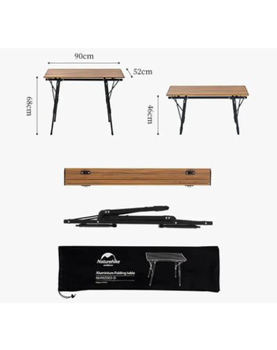 Стол туристический Naturehike складной, 90х52х68 см, с телескопическими ножками, темно-коричневый