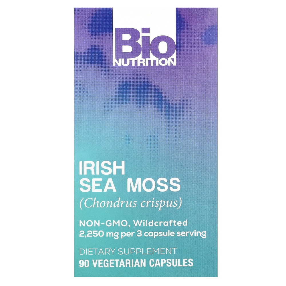 Bio Nutrition, ирландский морской мох, 90 вегетарианских капсул (750 мг в одной капсуле)