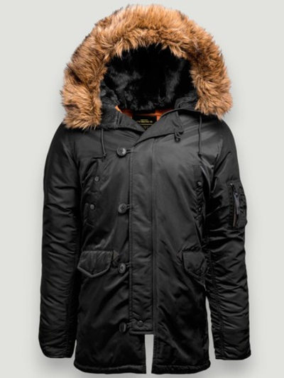 Куртка Аляска Alpha Slim Fit N-3B (черная - black/orange)