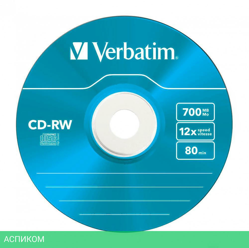 CD-R диск VerbatimW 700Mb 12x Slim case Color 5шт (43167)