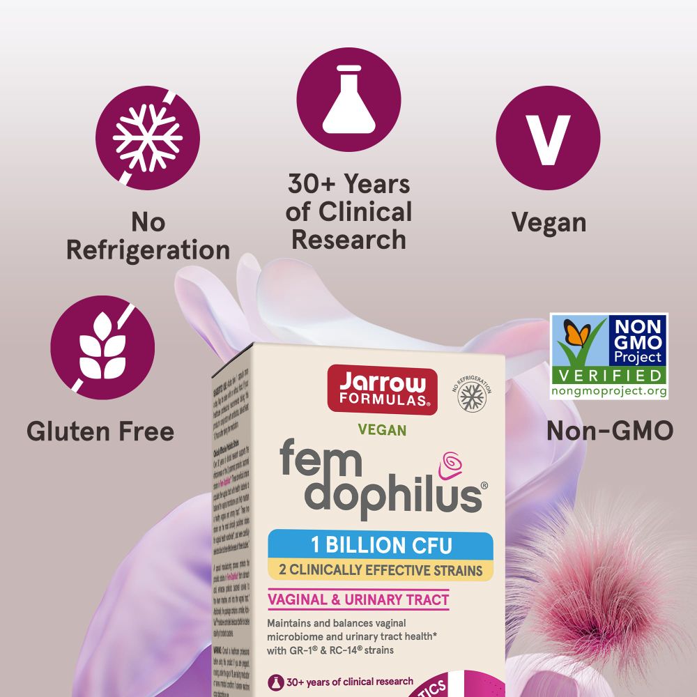 Jarrow Formulas, Fem Dophilus, веганские пробиотики для женщин, 1 млрд КОЕ, 60 растительных капсул