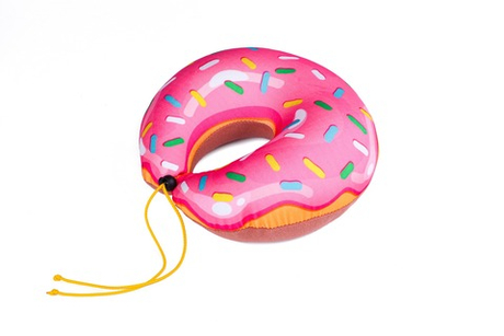 Дорожная подушка детская Пончик (махра, цвет розовый)
