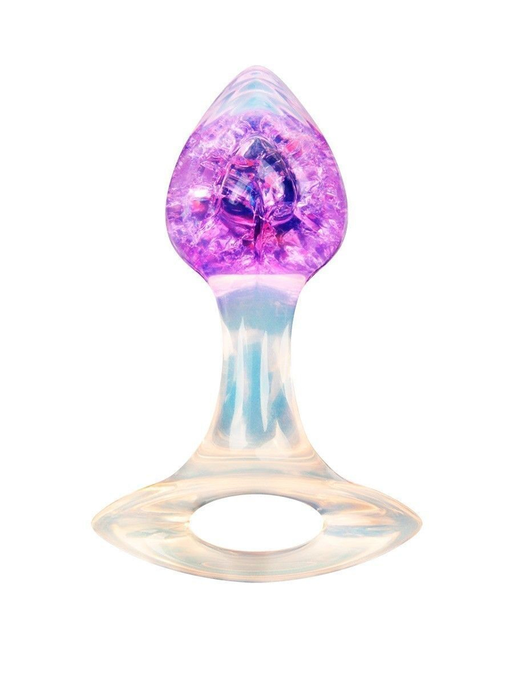 Сиреневатая анальная пробка с ручкой - 8,5 см.