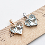 Подвеска Сердце, цвет золото+аквамариновый, размер 14*14 мм, цена за 1 шт