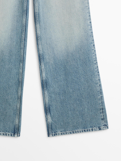 Massimo Dutti Джинсы с высокой талией и широкими штанинами, светло-голубой