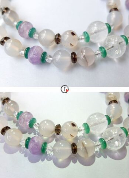 Бусы Март с горным хрусталём и агатом