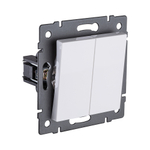 Выключатель 2-клавишный проходной 10А/250В, белый Kollinger REA-S-009WH для Aspekt, Eleganz, Reflex