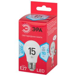 Лампочка светодиодная ЭРА RED LINE LED A60-15W-840-E27 R E27 / Е27 15 Вт груша нейтральный белый свет | Лампы cветодиодные Груша (A)