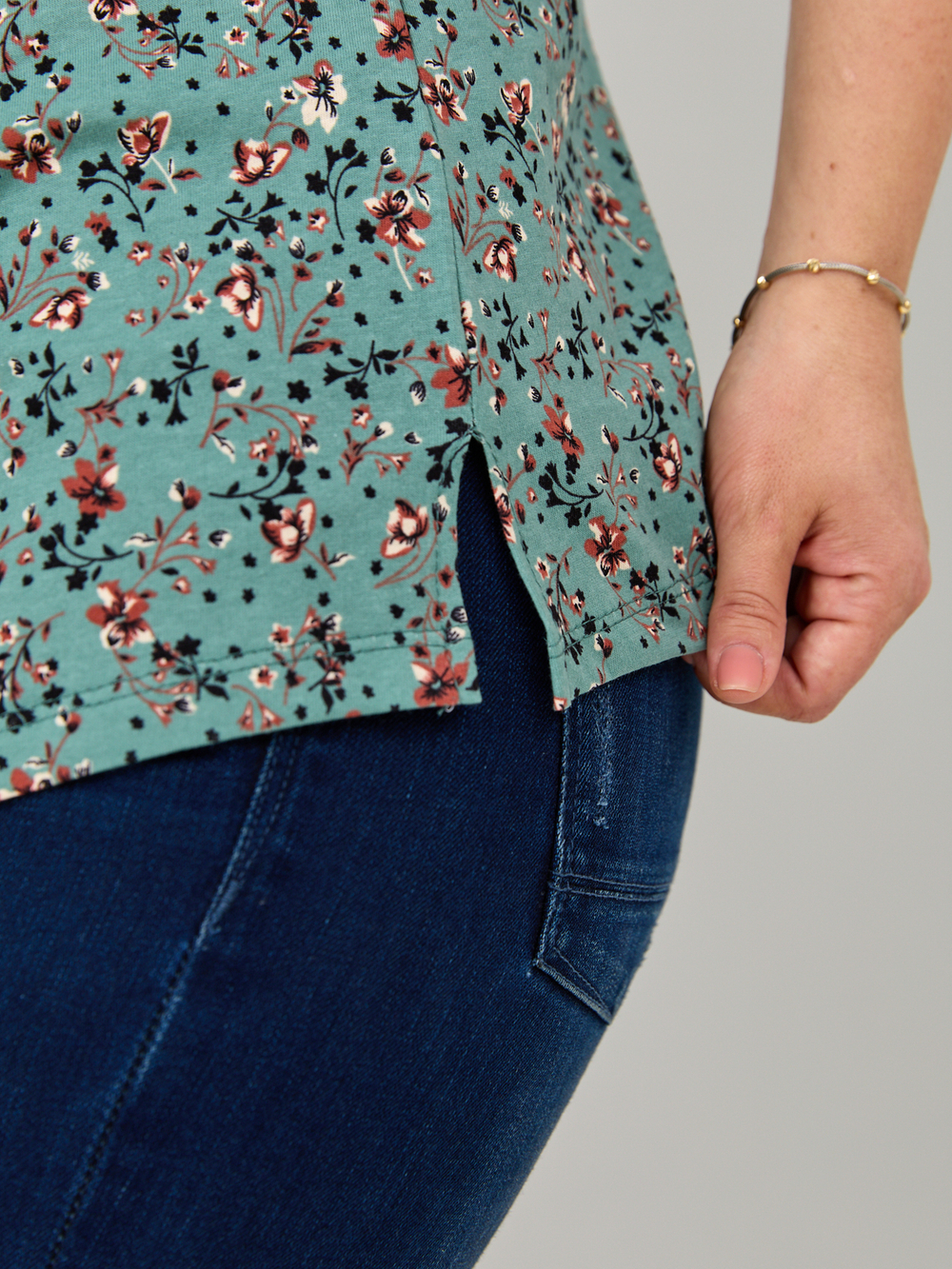 Блузка БЛ-122/шалфей-кораллцветы