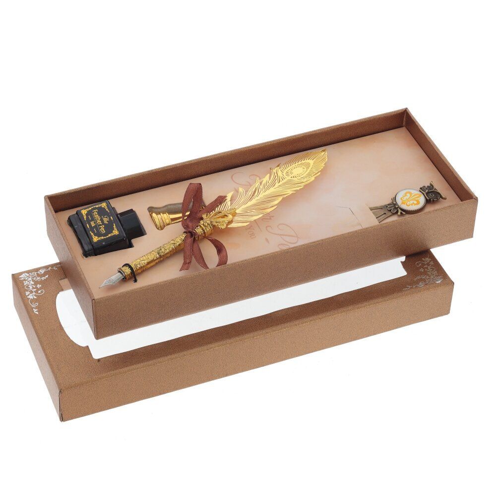 GAEM Набор подарочный: ручка перьевая, чернильница, подставка д/ручки, закладка, L27,5 W11 H4 см