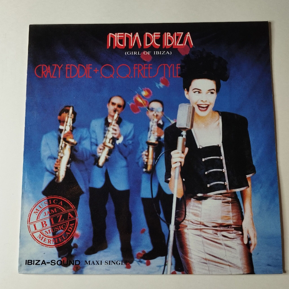 Винтажная виниловая пластинка LP Crazy Eddie and Q.Q. Freestyle Nena De Ibiza (Girl Of Ibiza) (Spain 1990) Maxi Single 45 RMP