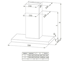 Вытяжка Т-образная HKH-129 Ginzzu стальная, 60см, 640м3/час
